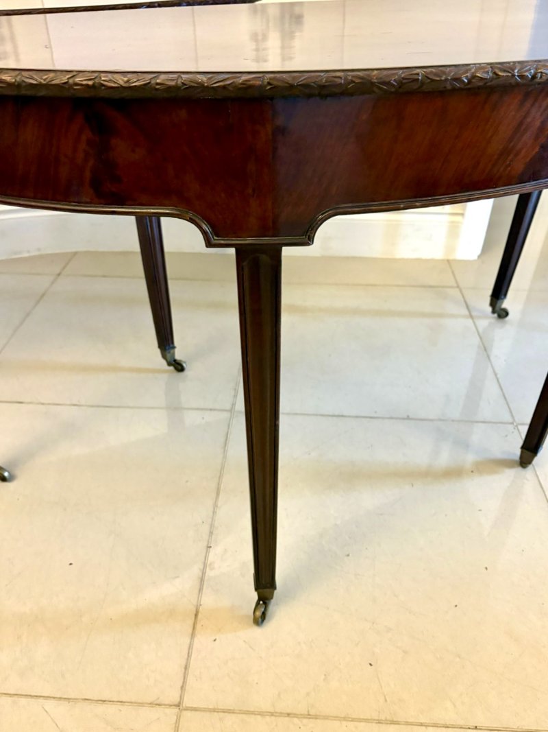 Large Pair of Antique Victorian Mahogany Demilune Console Tables